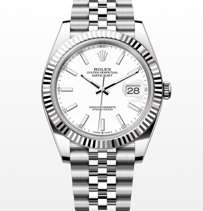 white and silver Oyster Rolex date just